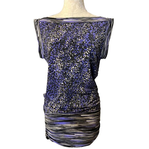 BCBGMaxAzria Dress S Small 2 4 6 Stretch Purple Gray Black Washable - Picture 1 of 9